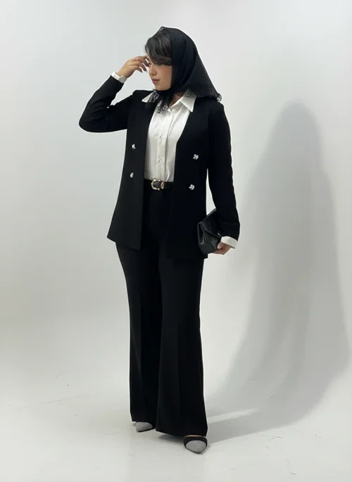 کت و شلوار زنانه مجلسی و رسمی مشکی از سایز ۳۸ تا ۵۲